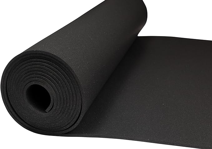 Playsafer Genaflex Rubber Gym Floor Mat, Heavy Duty Commercial Protective Gym Flooring Roll - 8mm Thick (Black, 4' X 4')