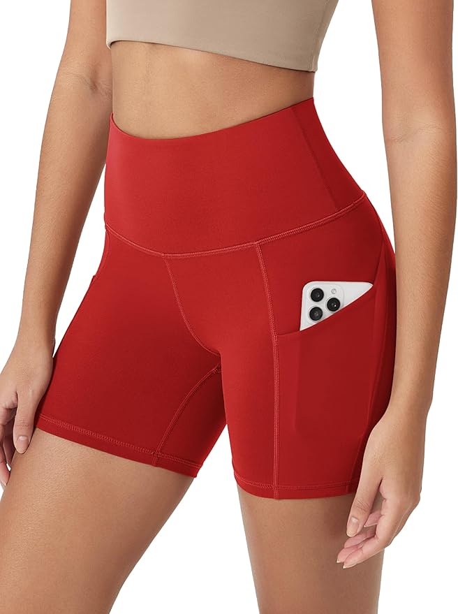 ODODOS Women's Tummy Control Biker Shorts 2.0 with Pockets High Waist Athletic Workout Yoga Shorts-3.5''/ 5"/ 8" / 10" Inseam