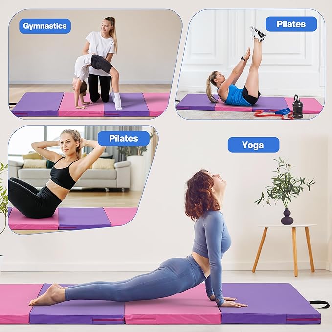 Outdoor Basic 6'x3'x2" Gymnastics Tumbling Mats Folding Panel Thick Gym Exercise Mat for Home