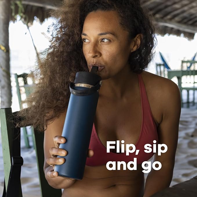 Hydro Flask Water Bottle - Insulated Stainless Steel - Wide Mouth Flex Straw Lid, Non Spill, Leakproof and Refillable in 40 Oz Stainless Steel Violet