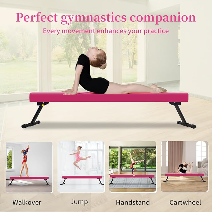 EL&IT·Wings 6FT/8FT Gymnastic Balance Beam for Kids, Adjustable Balance Beam with Leg, High and Low Level Floor Beam, Gymnastics Equipment for Home and Gym Center