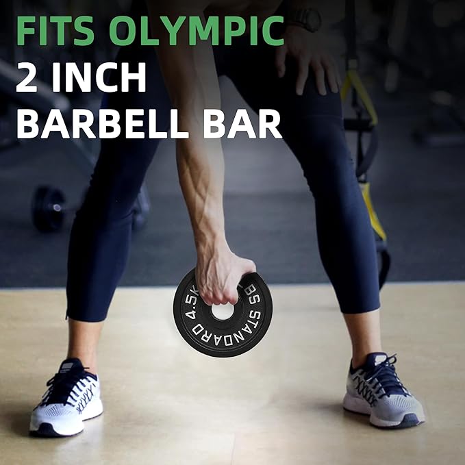 Fitvids 2-Inch Olympic Cast Iron Weight Plate for Strength Training & Weightlifting, Multiple Sizes