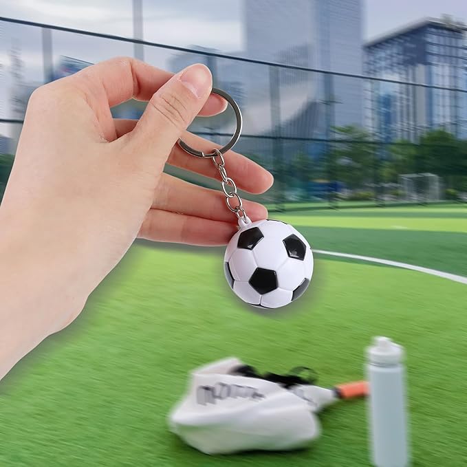 4Pcs Soccer Keychains, Funny Backpack Charms Key Chains, PVC 1.5inch/3.8cm Football Keychain