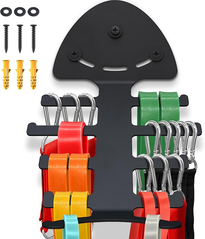Resistance Bands Set for Working Out with Gym Equipment Storage Rack
