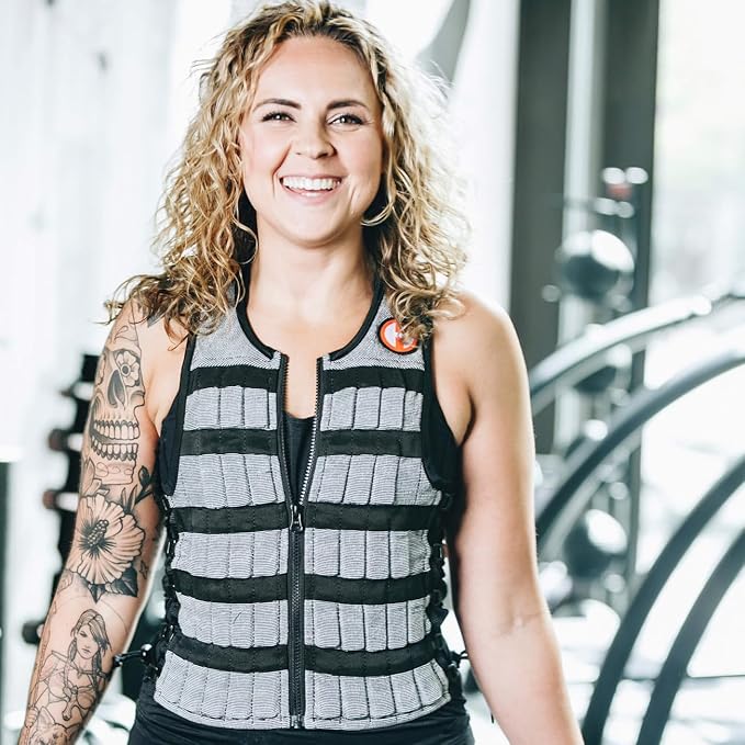 Hyperwear Hyper Vest PRO – Adjustable Ultra-Thin Weighted Vest for Men & Women – USA-Made Xyflex® Performance Stretch Fabric, No-Bounce Compression Fit – Includes Steel Micro-Weights, Expandable – Heather Gray