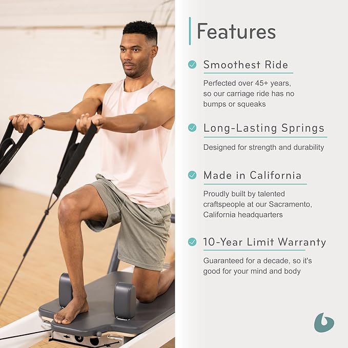 Balanced Body Allegro 2 Pilates Reformer, Pilates Exercise Equipment, Workout Equipment for Home or Studio