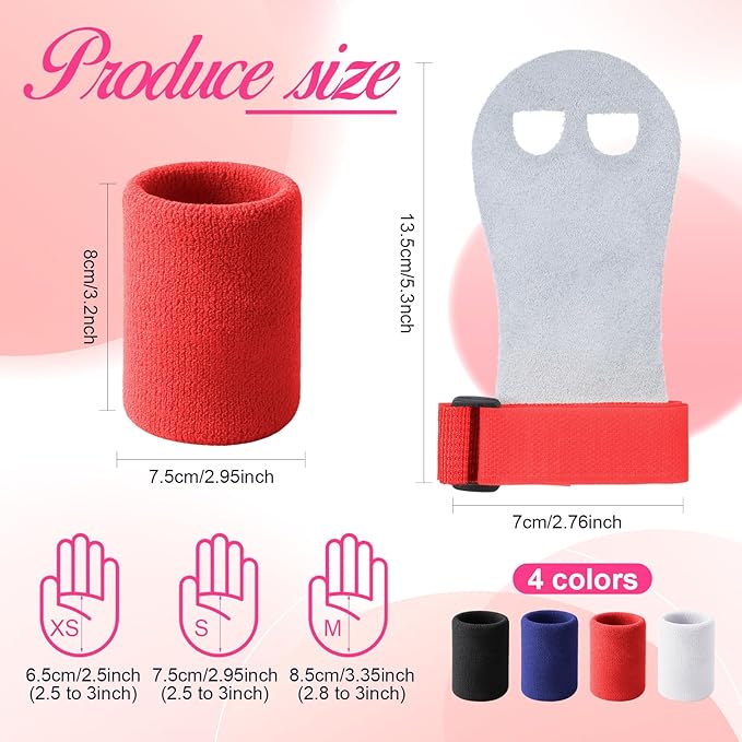 Soulchen 8 Pcs Gymnastics Grips Wristbands Gloves Gymnastic Hand Grips Gymnastic Bar Palm Protection Equipment Sports Accessories for Workout and Exercise