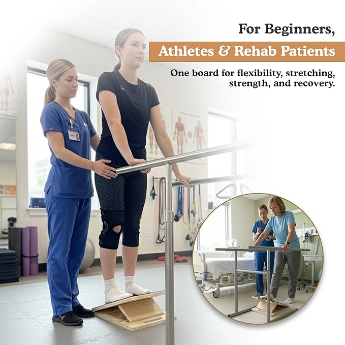 Slant Board for Calf Strecthing, Adjustable Incline Board for Knee and Ankle Heel, Portable Wooden, Calf Stretcher for Physical Therapy Equipment