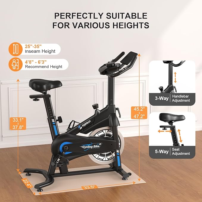 Exercise Bikes for Home,Indoor Cycling Bike with Adjustable Magnetic,Brake Pad Resistance Silent Belt Drive,330lbs Weight Capacity &Upgraded Version Seat for Home Cardio&Weight Loss