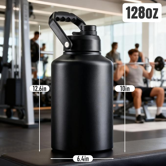PARACITY 128Oz Gallon Water Bottle, Water Jug With Handle, Large Water Bottle Keeps Hot and Cold, Insulated Water Jug for Sports, Office, Trip or Camping