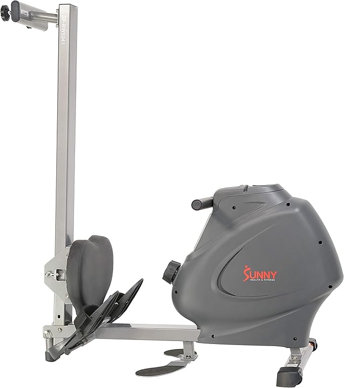 Sunny Health & Fitness Multi-Function Premium Magnetic Rowing Machine, Bicep Curls, Upward Rows, Seated Rows, Foldable Slide Rails, Digital Monitor, Optional Free SunnyFit App Connection