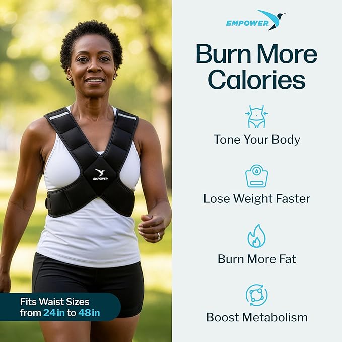 Empower Weighted Walking Vest for Women with Reflective Strips – Fixed 8lbs, Adjustable 4-10lbs (4 in1) or Adjustable10-16lbs (4 in 1), Strengthen Muscles, Boost Bone Health, and Burn More Calories for Workout