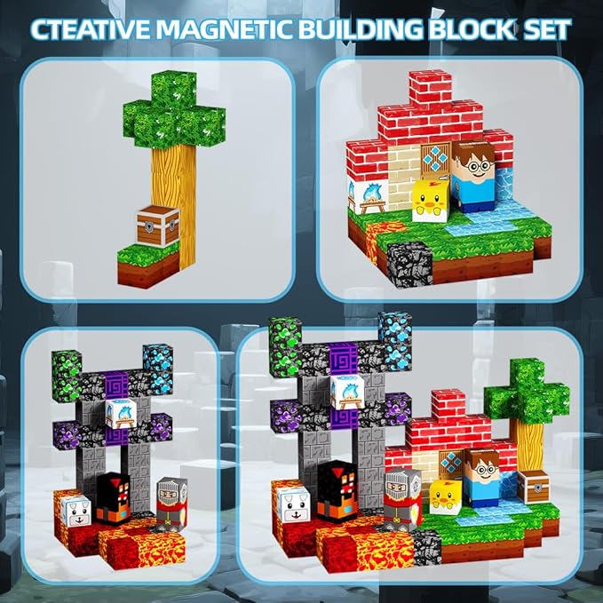 150Pcs Magnetic Blocks Forest Animal Set, Magnetic Toys Games for Kids Ages, STEM Toys for Kids Ages 4-8