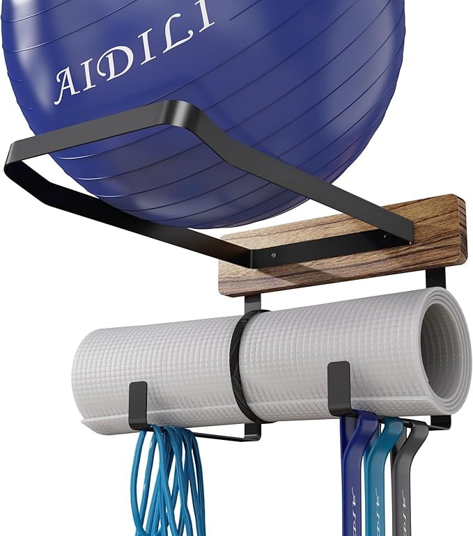 for BABYGO/THERABAND/Trideer Birthing Ball & Exercise Yoga Wall Mount Ball Holder, Heavy Duty Pilates Circles Holder, Yoga Mat Holder, Stability Medicine Ball Storage Rack for Women