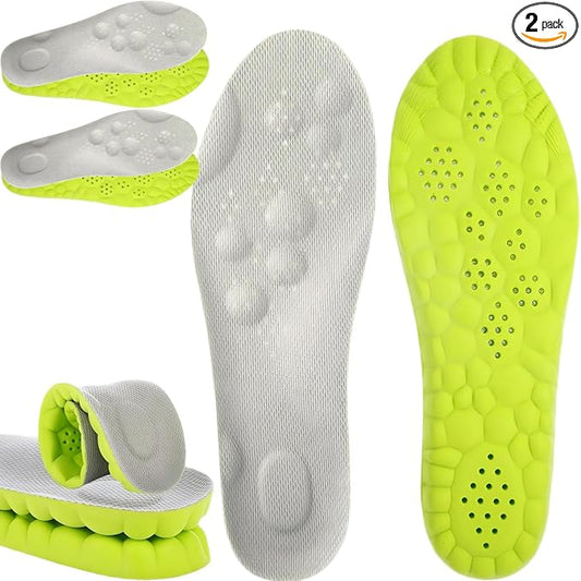 2Pairs 4D Cloud Insoles Men & Women, Memory Foam Cloud Insoles Super Soft Anti-Fatigue, Plantar Fasciitis Insole, Shock Absorption, Trim to Fit Arch Support for Foot Pain Relief and Fatigue Reduction