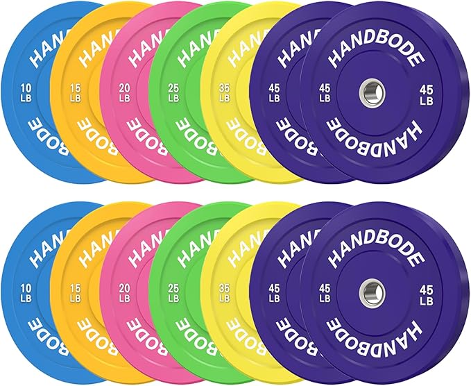 2-Inch Weight Plates High Bounce, Olympic Bumper Plate Set 45/100/160/190/260/300lb, Colored Weight Plates Set for Home Gym, Barbell Weights Rubber Strength Training Plate for Weight Lifting