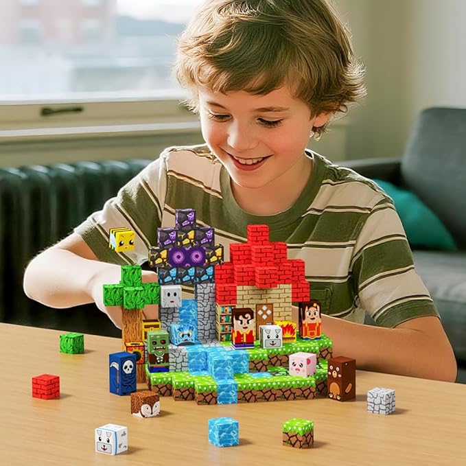 150pcs Magnetic Blocks House and Trees, Magnetic Toys Games for Kids Ages, STEM Toys for Kids Ages 4-8