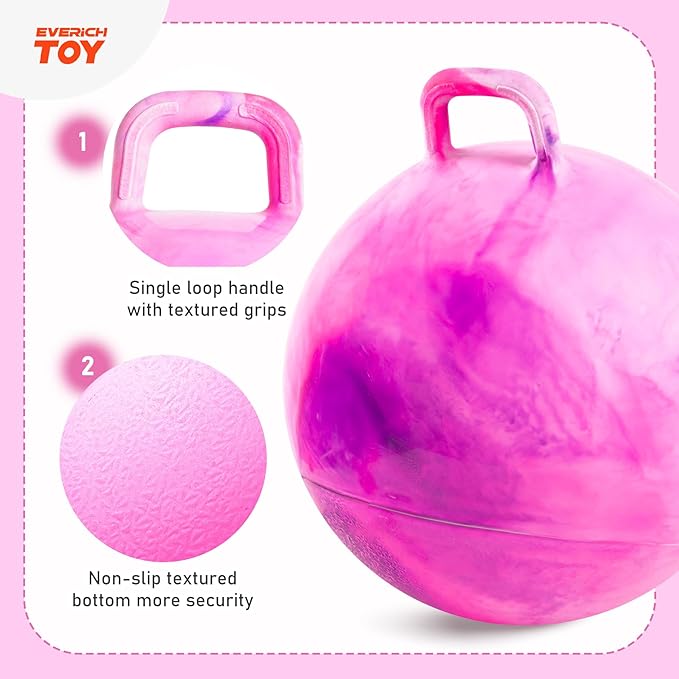 EVERICH TOY Hopper Ball for Kids, 18In Ride On Bouncy Ball with Handle, Purple Pink Clouds Girls Toys for Indoor Outdoor Active Play Toys, Best Christmas Girls Boys Gifts for 4 5 6 7 8 Yr Old