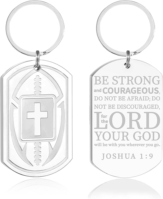 Stocking Stuffers- Football/Baseball/Soccer/Basketball Keychain for Men Baptism Confirmation Mens Gifts