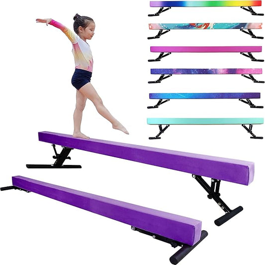 Adjustable Balance Beam for Kids, 8FT Gymnastics Beam with Anti-Slip Legs, High and Low Floor Beam for All Gymnastics Levels, Professional Gymnastic Equipment for Home, Gym Center