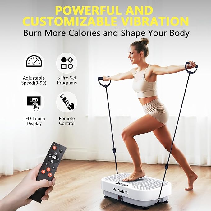Vibration Plate Exercise Machine, 9 Modes Vibrating Platform for Lymphatic Drainage, 3D Upgraded Vibrated Plates for Weight Loss, Home Full Body Workout Equipment for Fitness