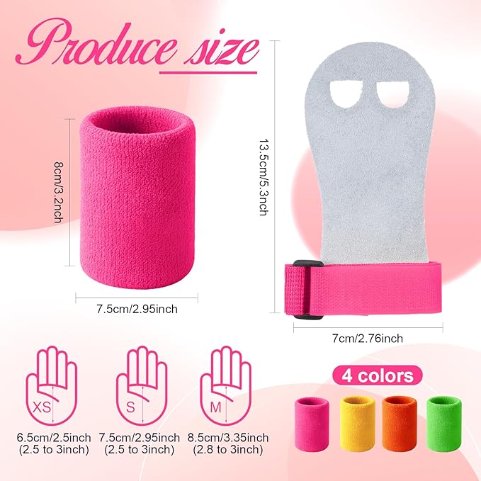 Soulchen 8 Pcs Gymnastics Grips Wristbands Gloves Gymnastic Hand Grips Gymnastic Bar Palm Protection Equipment Sports Accessories for Workout and Exercise
