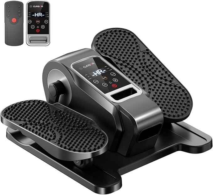 Under Desk Elliptical Machine, Electric Leg Exerciser as Seen on Tv for Seniors, Quiet Portable Seated Pedal Exerciser with Remote Control, 12 Speeds, Auto & HR Mode for Home Office