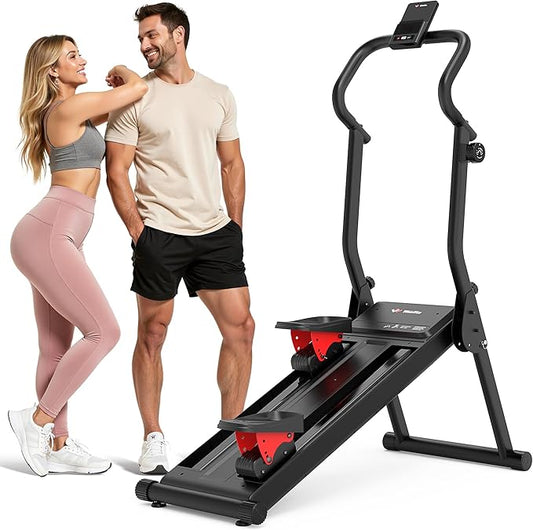 Magnetic Stair Stepper for Home,Vertical Climber Adjustable Resistance Up to 77LBS,Folding Compact Cardio Stair Climber with 350LBS Weight Capacity,