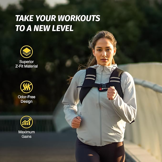 ZELUS Weighted Vest Washable, Z-Fit Soft Iron Weighted Vest for Women and Men, 5/10/15 lb Weight Vest with Reflective Stripes & Adjustable Straps, Ultra Thin Weight Vest for Home Gym Strength Training Weight Loss Workout
