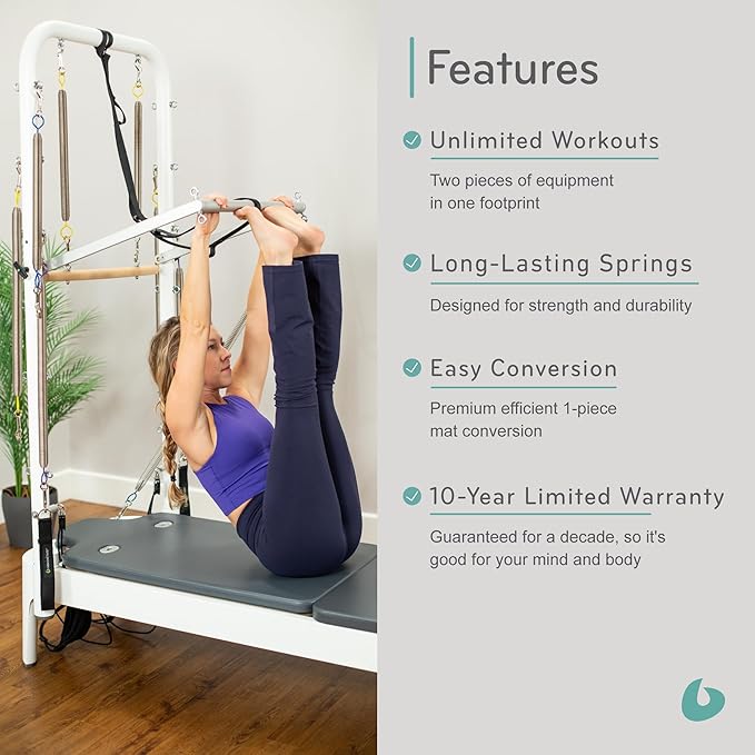 Balanced Body Allegro 2 Pilates Reformer, Pilates Exercise Equipment, Workout Equipment for Home or Studio