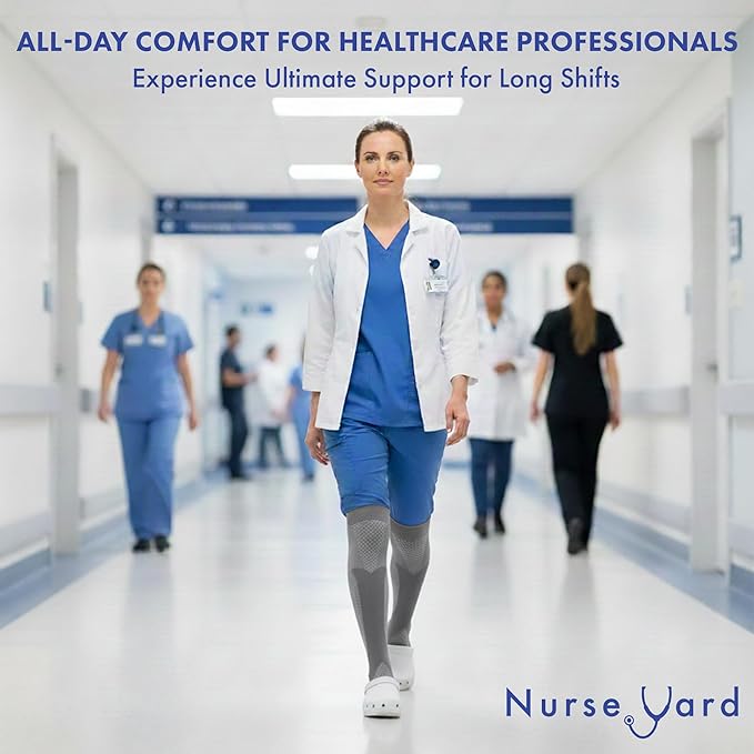 Nurse Yard Compression Socks for Nurses - Women & Men - 20-30mmHg Graduated Compression, Zero-Toe Compression, For Medical Staff, Nursing, Athletic Support Such As Running, Cycling, Hiking - 1 Pair
