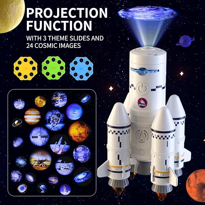 Space Shuttle Rocket Ship Toys for Kids Boys Age 3 4 5 6 7 8 9 Years Old, 5-in-1 STEM Science Educational Aerospace Toys with 2 Astronauts Figures, Projection Lamp, Space Toy Gift Birthday Christmas