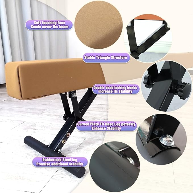 Adjustable Balance Beam for Kids, 8FT Gymnastics Beam with Anti-Slip Legs, High and Low Floor Beam for All Gymnastics Levels, Professional Gymnastic Equipment for Home, Gym Center