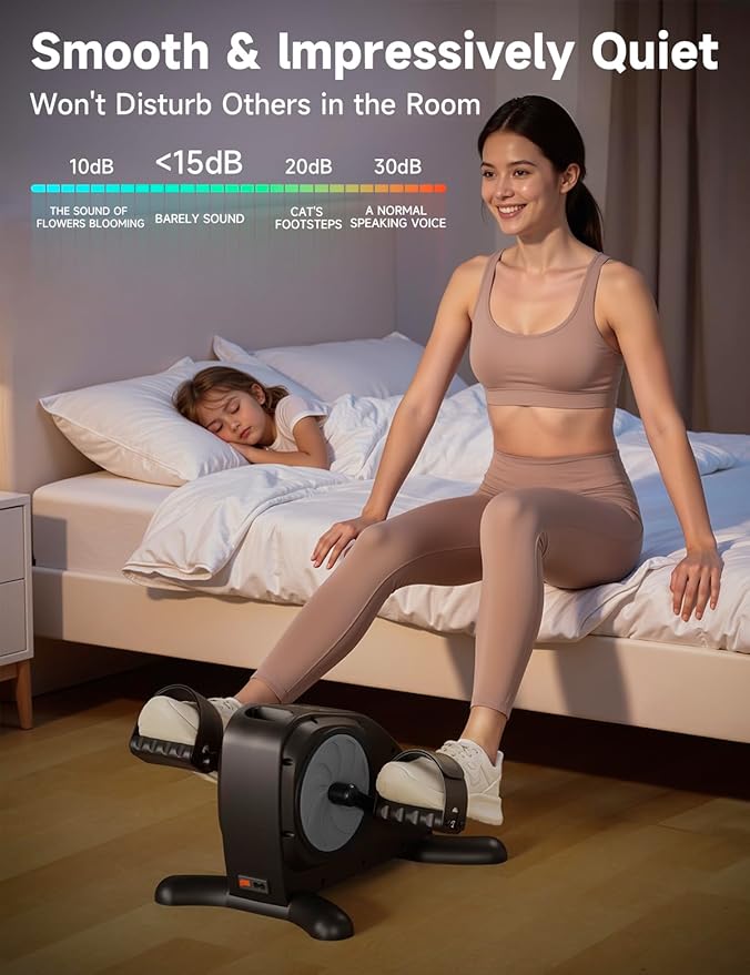 Under Desk Exercise Bike, Mini Exercise Bike Electric Pedal Exerciser for Seniors & Leg/Arm Fitness,12 Adjustable Speeds & LCD Display, Foot Exerciser for Physical Therapy, Exercise Bike for Seniors