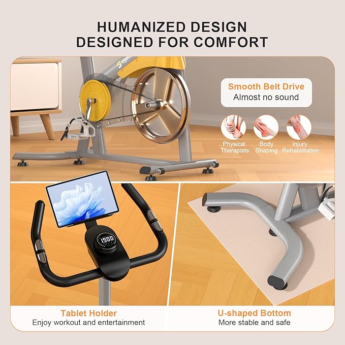 Exercise Bikes for Home,Indoor Cycling Bike with Adjustable Magnetic,Brake Pad Resistance Silent Belt Drive,330lbs Weight Capacity &Upgraded Version Seat for Home Cardio&Weight Loss