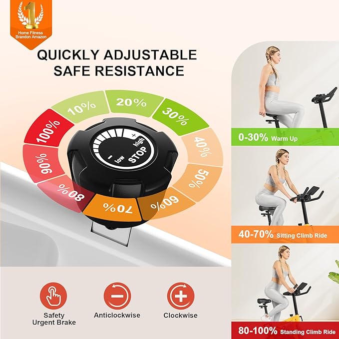 Exercise Bikes for Home,Indoor Cycling Bike with Adjustable Magnetic,Brake Pad Resistance Silent Belt Drive,330lbs Weight Capacity &Upgraded Version Seat for Home Cardio&Weight Loss