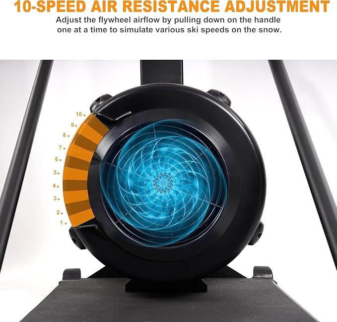Fitvids Ski Machine, Wind Resistance Skiing Exercise Equipment with LCD Display, Home Gym Indoor Cardio Training