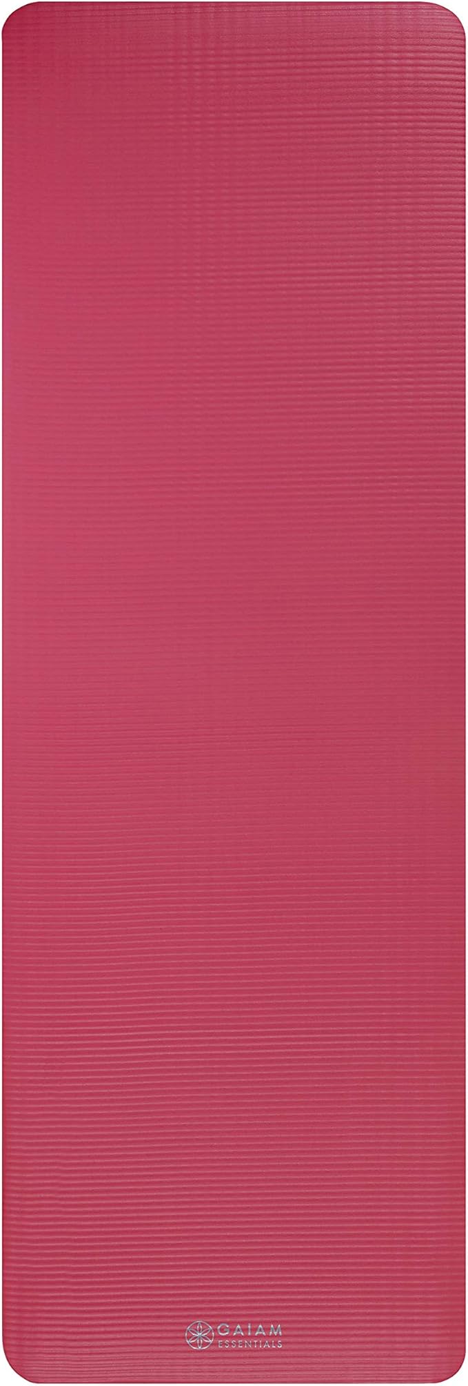 Gaiam Essentials 2/5" Thick (10mm) Yoga & Pilates, Fitness & Exercise Mat with Easy-Cinch Carrier Strap Cushion Support For Fitness and Gym Workouts