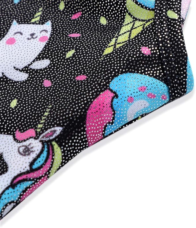 HOZIY Gymnastics Leotards for Girls with Shorts Toddlers Biketards Rainbow Unicorn Dinosaur Mermaid Leopard Flower Galaxy