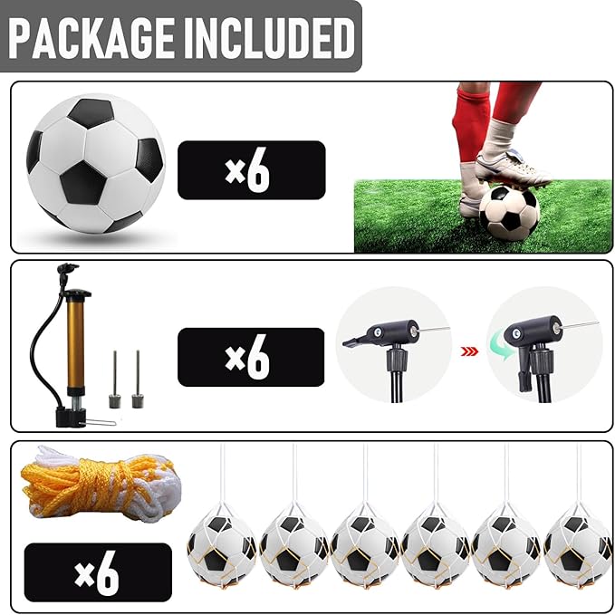 6 Pcs Operation Christmas Soccer Ball Bulk with Pump Needles,Size 5/4/3 Sport Soccer Ball Training Ball for Adult Soccer for Christian Charity Donation Supplies