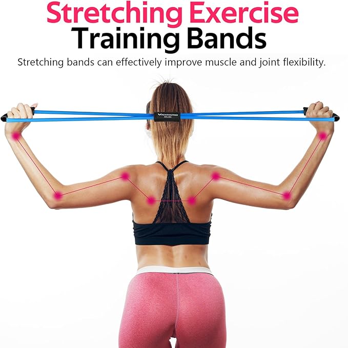 RENRANRING Figure 8 Fitness Resistance Bands with Handles - Exercise Tube Band Set of 3 for Arm and Shoulder Stretch, Rope 8 Word Elastic for Women and Men