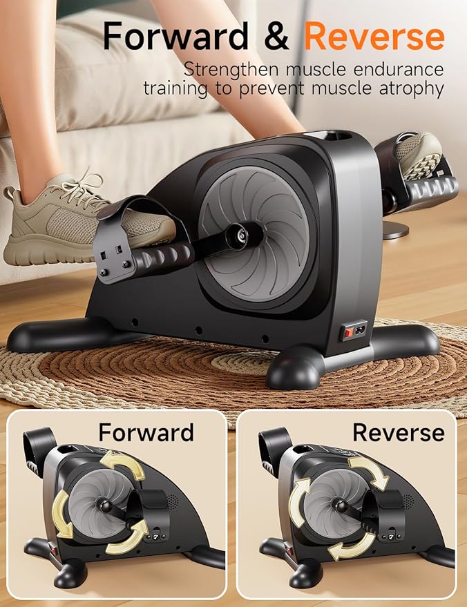 Under Desk Exercise Bike, Mini Exercise Bike Electric Pedal Exerciser for Seniors & Leg/Arm Fitness,12 Adjustable Speeds & LCD Display, Foot Exerciser for Physical Therapy, Exercise Bike for Seniors
