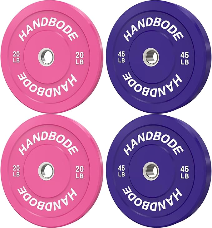 2-Inch Weight Plates High Bounce, Olympic Bumper Plate Set 45/100/160/190/260/300lb, Colored Weight Plates Set for Home Gym, Barbell Weights Rubber Strength Training Plate for Weight Lifting