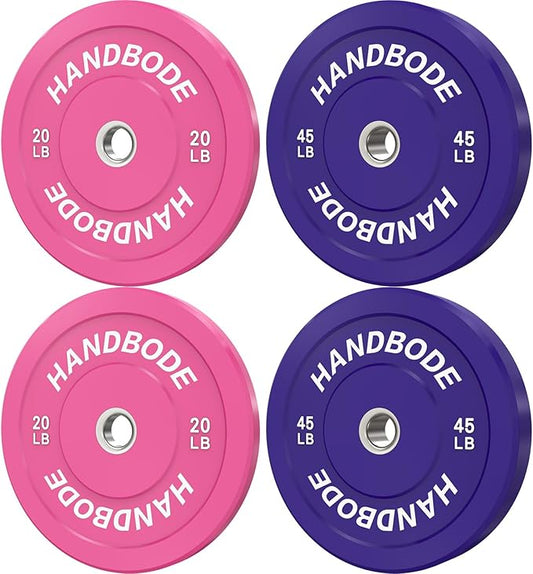 2-Inch Weight Plates High Bounce, Olympic Bumper Plate Set 45/100/160/190/260/300lb, Colored Weight Plates Set for Home Gym, Barbell Weights Rubber Strength Training Plate for Weight Lifting