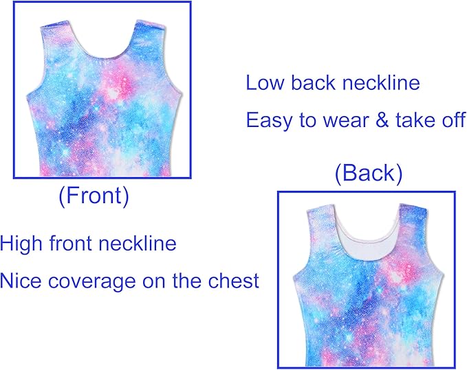 Domusgo Gymnastics Leotards for Girls Sparkly One-Piece Pro Kids Unitard Biketards with Shorts