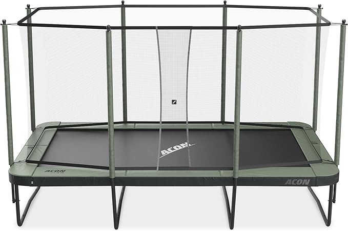 ACON 16 HD Rectangular Trampoline with Safety Enclosure & Ladder – Heavy-Duty Steel Frame, Dual-Layer SafeMat System, ASTM & CE Certified for Family Fun