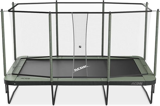 ACON 16 HD Rectangular Trampoline with Safety Enclosure & Ladder – Heavy-Duty Steel Frame, Dual-Layer SafeMat System, ASTM & CE Certified for Family Fun