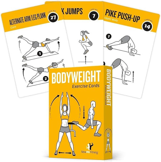 NewMe Fitness Bodyweight Workout Cards, Instructional Fitness Deck for Women & Men, Beginner Fitness Guide to Training Exercises at Home or Gym (Bodyweight, Vol 1)