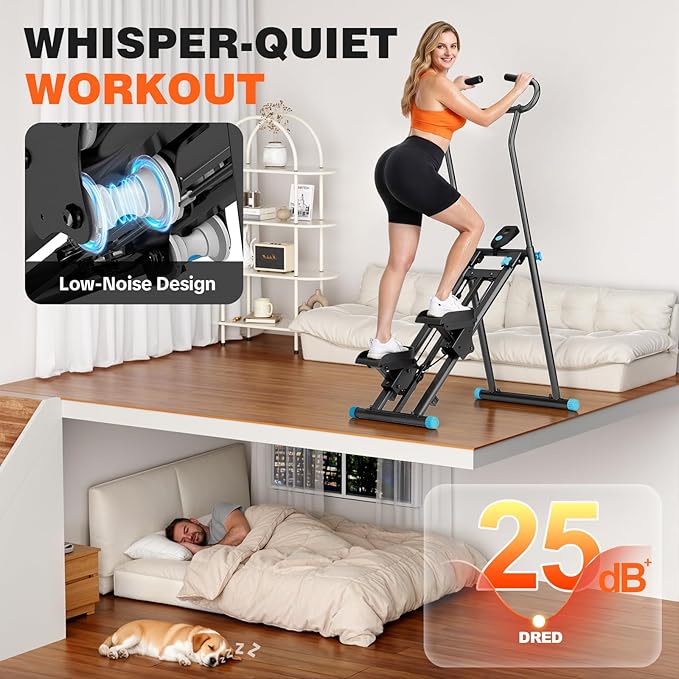 Stair Stepper for Home Gym, 350 lbs Capacity Cardio Machine with Adjustable Height, Non-Slip Pedals, LCD Display, Foldable Design for Full Body Workout for Women Men