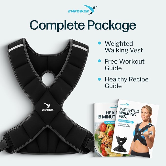 Empower Weighted Walking Vest for Women with Reflective Strips – Fixed 8lbs, Adjustable 4-10lbs (4 in1) or Adjustable10-16lbs (4 in 1), Strengthen Muscles, Boost Bone Health, and Burn More Calories for Workout